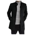 thumbnail image 1 of Trench Coat Men Double Collar Long Jacket Casual Slim Fit Overcoat Outerwear Clothes, Black, Size XXL, 1 of 4
