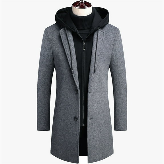 Trench Coat Men Long Winter Coat Long Wool Coat Business Coat With Stand-Up Collar Winter