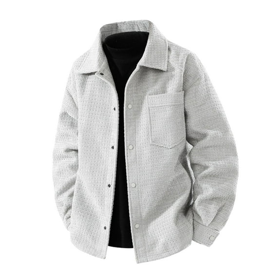 Trench Coat Men Plus Size Winter Long Sleeved Cardigan Solid Color Long Sleeved Lapel Zipper Cardigan Workwear Jacket