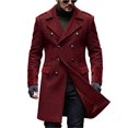 thumbnail image 1 of Trench Coat Men Vintage Double Breasted Winter Wool Blend Lapel Medium Long Jackets Business Long Regular Fit Warm Outfits, 1 of 5