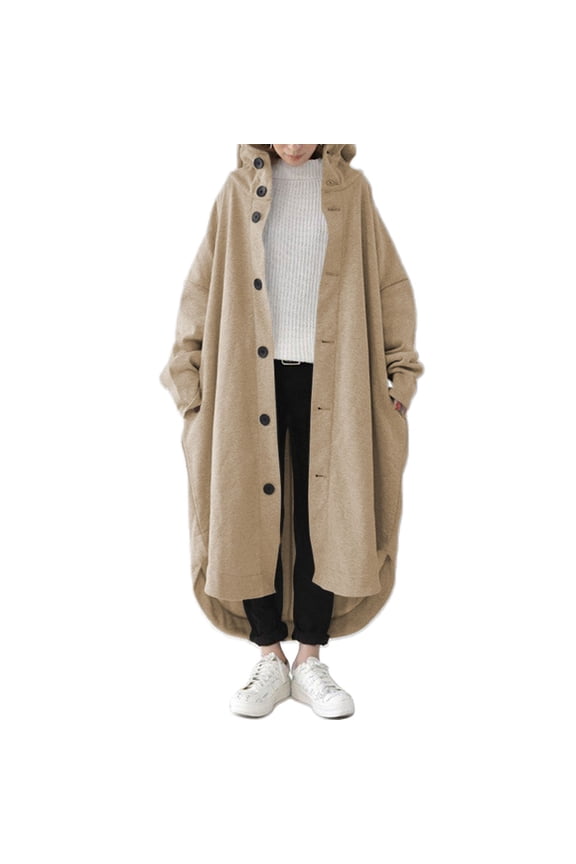 Trench Coat Winter Clothing for Women Ladies Solid Colour Personalised Street Sweatshirt Hooded Women's Windbreaker Mid Length Jacket