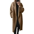 thumbnail image 1 of Trench Coat Winter Coats for Women Women's Winter Double Wool Coat Long Sleeve Notch Lapel Long Trench Coat, 1 of 7