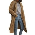 thumbnail image 1 of Trench Coat Women Double Breasted Notched Collar Jacket Mid Long Wool Blend Peacoat Fall Winter Coat Casual Overcoat, 1 of 3