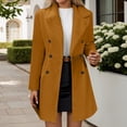 thumbnail image 1 of Trench Coat Women Double Wool Blend Overcoat with Notch Lapel Design Lined Peacoat Womens Coat (Yellow XL), 1 of 5