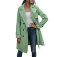 thumbnail image 1 of Trench Coat Women Fall Coats Women's Solid Color Thin Double Belted Windscreen Coat Loose Casual Windbreaker Coat, 1 of 4
