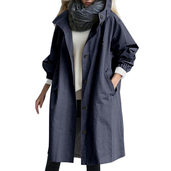 Trench Coat Women Fall Coats for Women Loose Comfortable Hooded Coat Outwear Womens Elegant Windbreaker Wild Winter Women's Coat