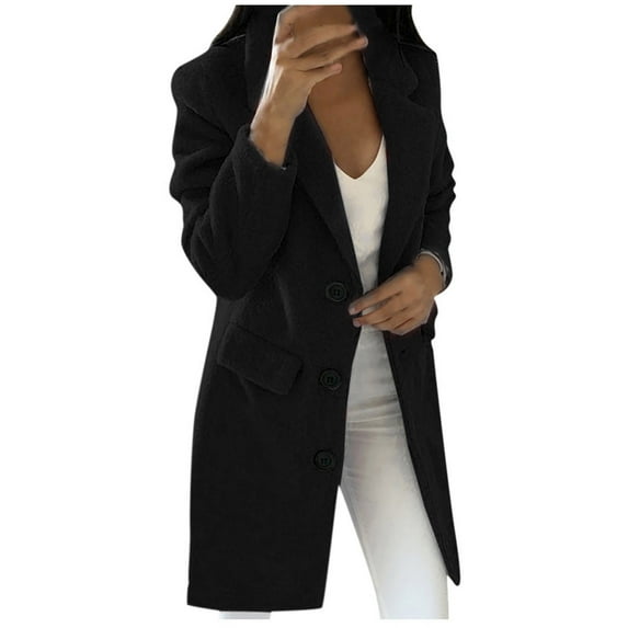 Trench Coat Women,Ladies Elegant Lapel Solid Button Down Blazer Casual Work Wear Long Windbreaker Trench Coat