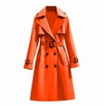 thumbnail image 1 of Trench Coat Women Solid-Color Lapel Double-Breasted Slim-Fit Long Street Style, 1 of 3