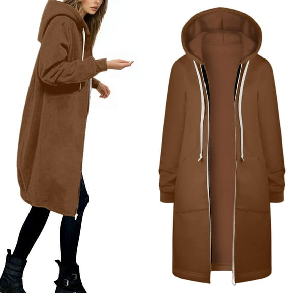 Trench Coat Women Winter Clothing for Women Women's Jacket Warm Hooded Zip Up Coat Soft Casual Outerwear Lightweight Comfortable Winter Fashion Top