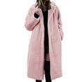 thumbnail image 1 of Trench Coat Women Winter Coats for Women Womens Winter Warm Lapel Fuzzy Coat Jacket Overcoat Spliced Mid Length Coat Suit Collar, 1 of 4