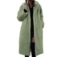 thumbnail image 1 of Trench Coat Women Winter Coats for Women Womens Winter Warm Lapel Fuzzy Coat Jacket Overcoat Spliced Mid Length Coat Suit Collar, 1 of 4