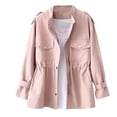 thumbnail image 1 of Trench Coat Women Winter Jackets for Women Women's Long Sleeves Stylish Solid Color Windbreaker Fashionable Waistband Zipper Round Casual Outwear, 1 of 5