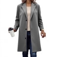 thumbnail image 1 of Trench Coat Women, Women's Solid Casual Thicken Wool Stand Collar Inner Lining Pocket Breasted Pea Mao Coat, Outerwear Women, Dark Gray-XXXXXL, 1 of 5