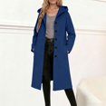 thumbnail image 1 of Trench Coat Women with Hood Single Peacoats (Blue L), 1 of 4