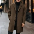 thumbnail image 1 of Trench Coat for Men Notched Collar Wool Jacket Business Casual Winter Warm Slim Fitted Vintage Overcoat New Mens Outerwear Jacket Brown XXL, 1 of 8