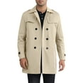 thumbnail image 1 of INSPIRE CHIC Trench Coat for Men's Notch Lapel Double Breasted Windbreaker Long Jacket Overcoat XS Khaki, 1 of 6