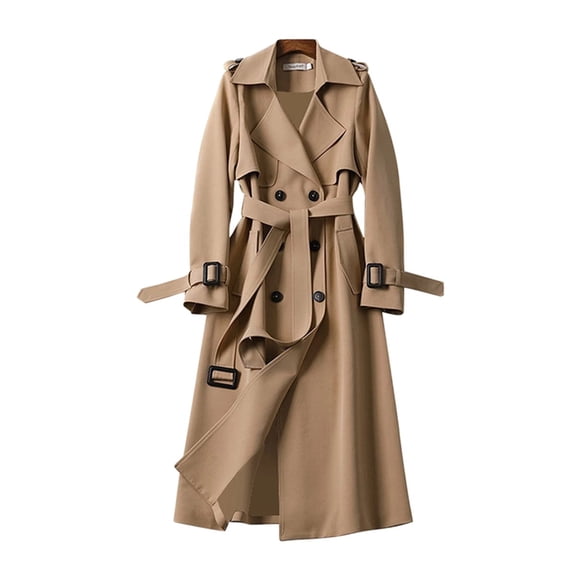 Trench Coat for Women Winter Coats Trench Windbreaker Fit Coat Solid Long Slim Jacket Winter Coats Khaki XXXL