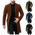 thumbnail image 1 of Trench Coats for Men Winter Casual Slim Fit Notched Collar Corduroy Jacket Overcoat One Peacoat Business Dress Coats with Pockets #02 Green, Size XXXL, 1 of 5