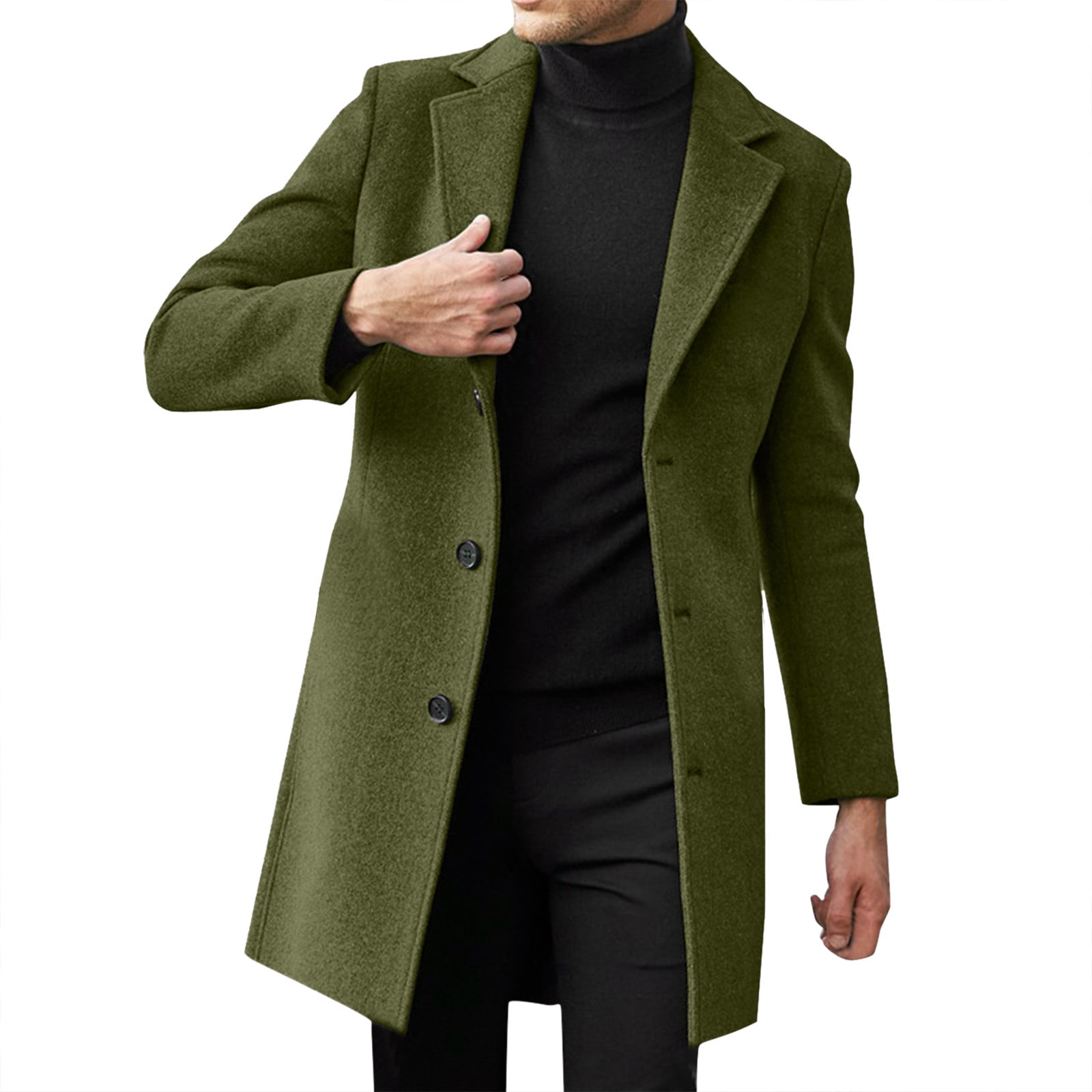 Trench Coats for Men Winter Casual Slim Fit Notched Collar Corduroy Jacket Overcoat One Peacoat Business Dress Coats with Pockets #03 Green, Size XL Trench Coats for Men Winter Casual Slim Fit Notched Collar Corduroy Jacket Overcoat One Peacoat Business Dress Coats with Pockets #03 Green, Size XL