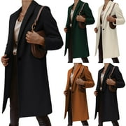 FAKKDUK Trench Coats for Women, Women's Trench Coats Mid Long Warm Pea Coat Fashion Dressy Casual Office Winter Jackets with Pockets Cardigan Coat Women Winter Coat for Women