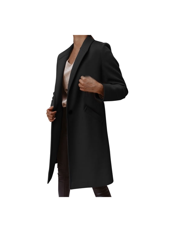 Trench Coats for Women, Women's Trench Coats Mid Long Warm Pea Coat Fashion Dressy Casual Office Winter Jackets with Pockets Cardigan Coat Women Winter Coat for Women
