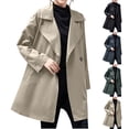 thumbnail image 1 of Trench Ndbuld Women's Solid Color Lapel Zipper Woolen Cardigan Long Sleeved Top Jacket Green M, 1 of 9