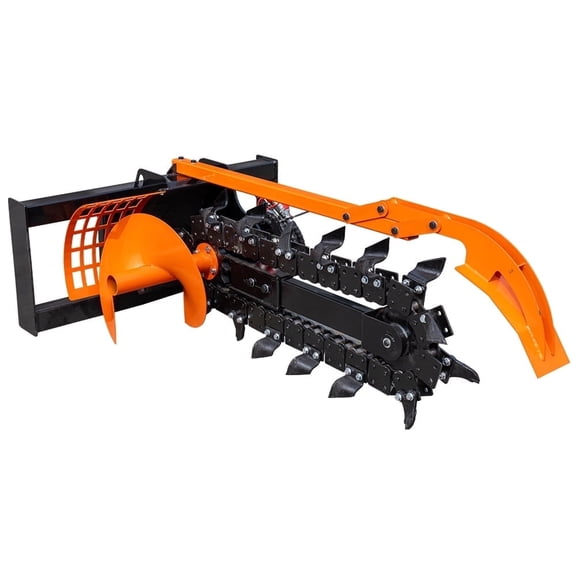 MMS 5.9 Inch Trencher Attachment Chain Ditcher Trench for Bobcat Skid Steer Loader Digging Soil Bobcat Loader Attachment