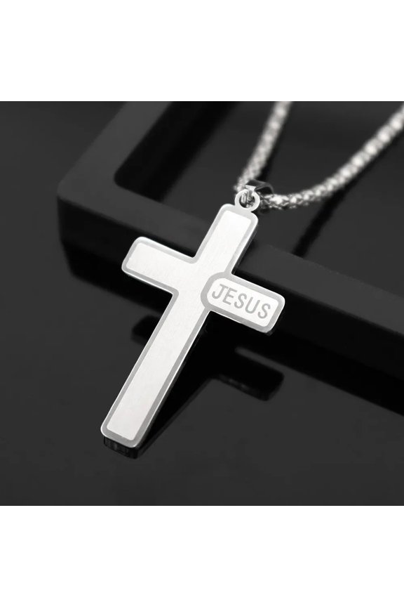 Trend 14K Yellow Gold Jesus Cross Pendant Charm Men's Necklace Fashion Hip Hop Punk Jewelry Accessorie Rock Party Gift