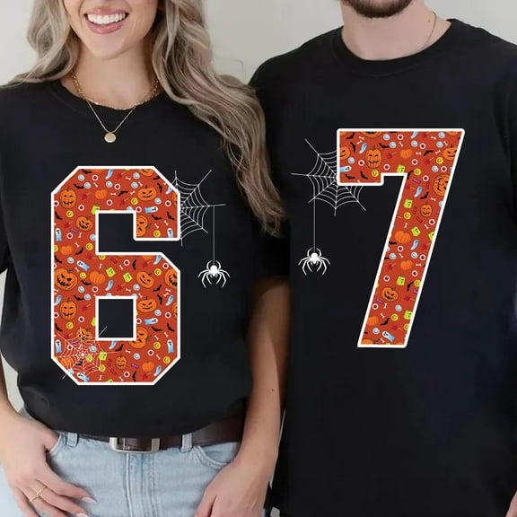 Trend 6 And 7 Couples Halloween T-Shirt: Funny Matching Costume Tee, Kid And Adult Size, Bamibatee