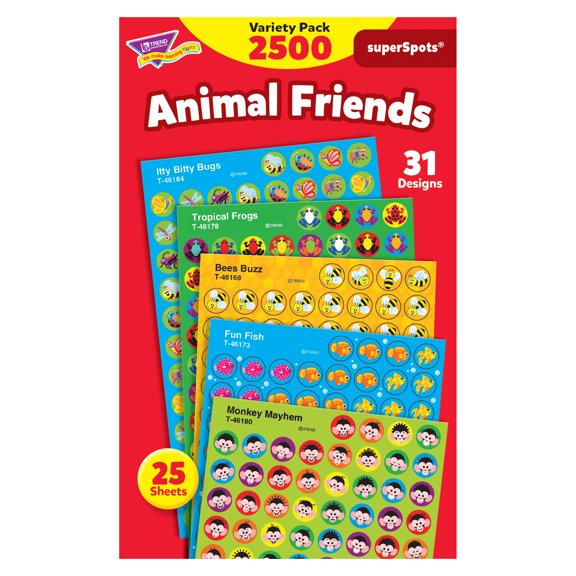 TREND Animal Friends superSpots Stickers Variety Pack, 2500 ct