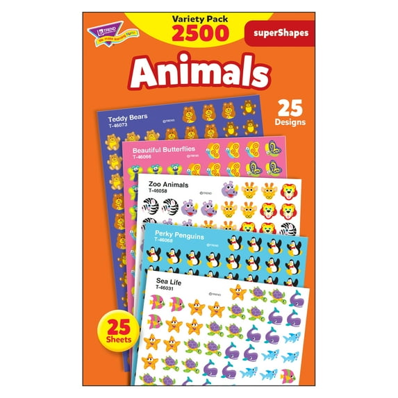 Trend Animals SuperShapes Stickers Variety Pack