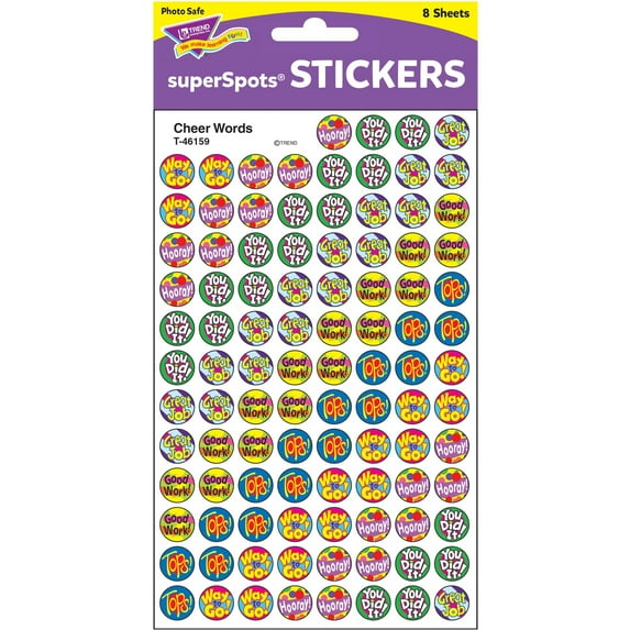 Trend Cheer Words Super Sport Stickers, Multicolor, 800 / Pack (Quantity)