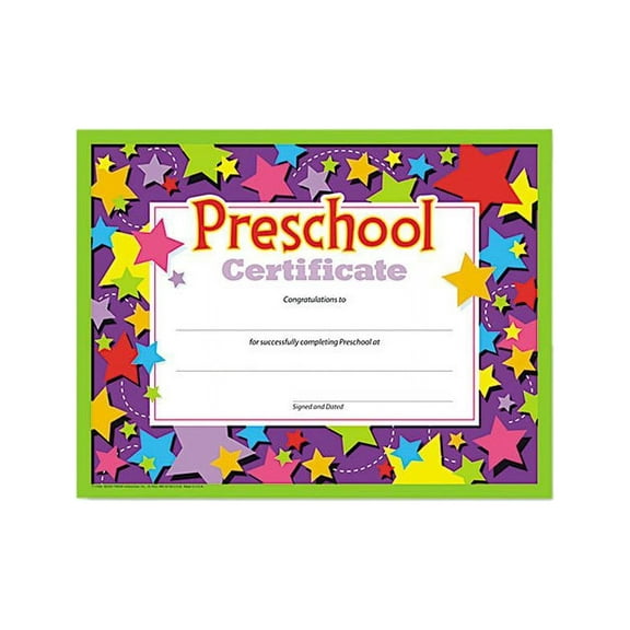 Trend Colorful Certificates, Preschool, 8-1/2 x 11, 30 Certificates