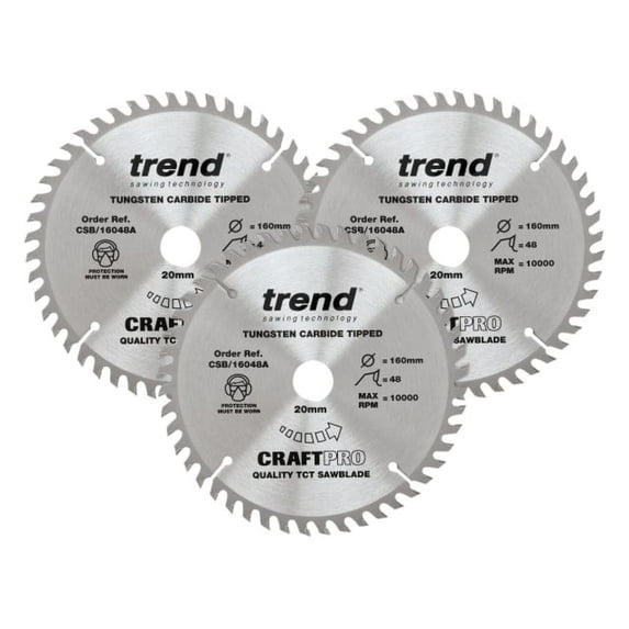 Trend - CraftPro Plunge Saw Blade 160 x 20mm x 48T (Pack 3)