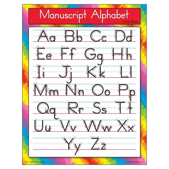Manuscript Alphabet Zaner-Bloser Learning Chart 17x22 [T38134]