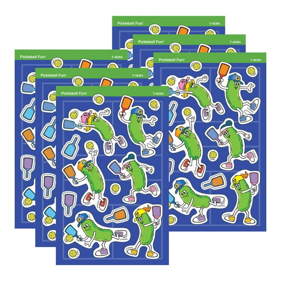 TREND Pickleball Fun! superShapes Stickers - Large, 104 Per Pack, 6 Packs