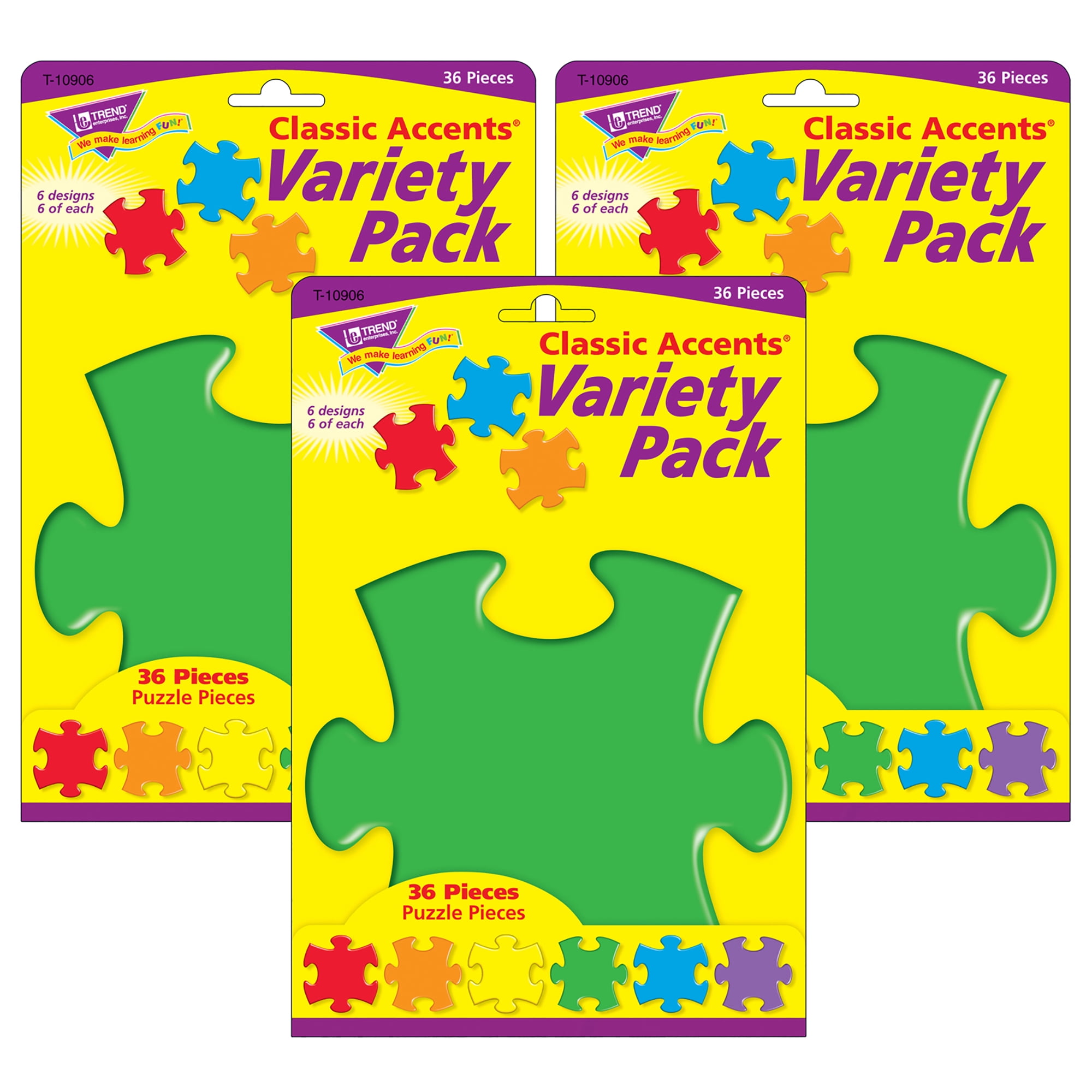  TREND enterprises, Inc. Puzzle Pieces Mini Accents Variety  Pack, 36 ct (T-10805) : Office Products