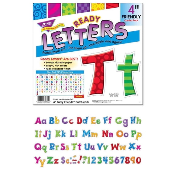 Trend Enterprises Ready Letters, 4 Inches, Furry Friends, Set of 216