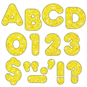 Trend Enterprises  Ready Letters 4 in. Casual,, Yellow Sparkle - Pack of 3