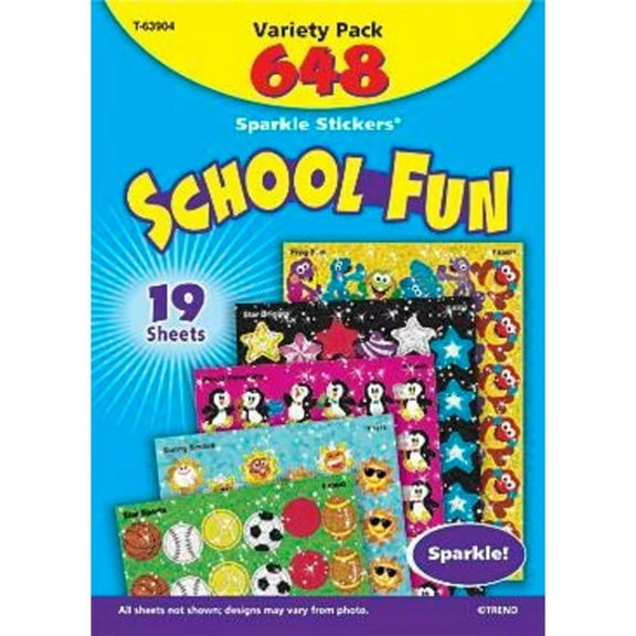 TREND School Fun Sparkle Stickers Variety Pack, 648 ct