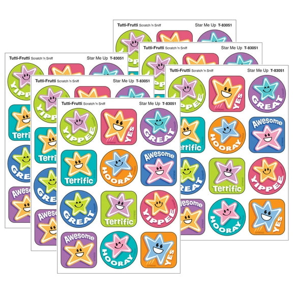 TREND Star Me Up, Tutti-Frutti Scent Scratch 'n Sniff Stinky Stickers, 48 Per Pack, 6 Packs