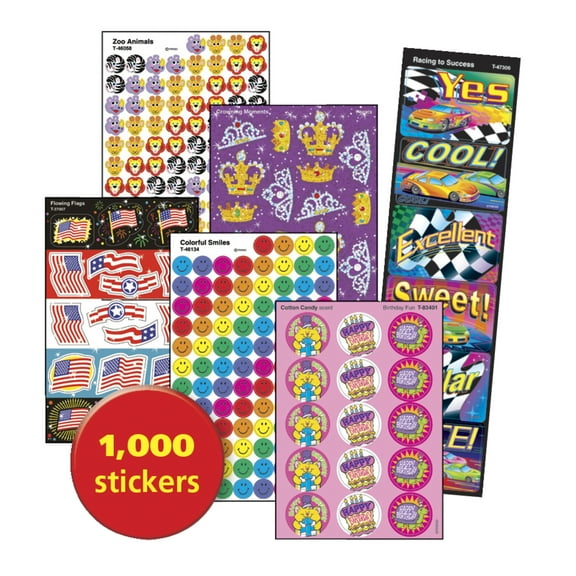Trend Enterprises Super Assortment Stickers, Set of 1000