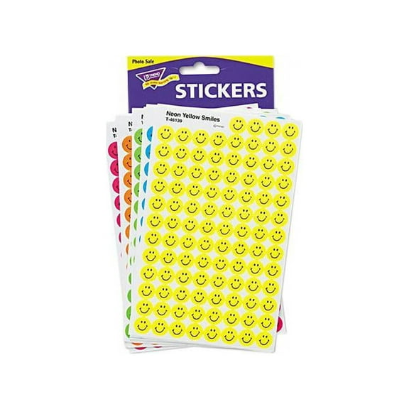 Trend Enterprises SuperSpots Neon Smiles Stickers, Pack of 2500