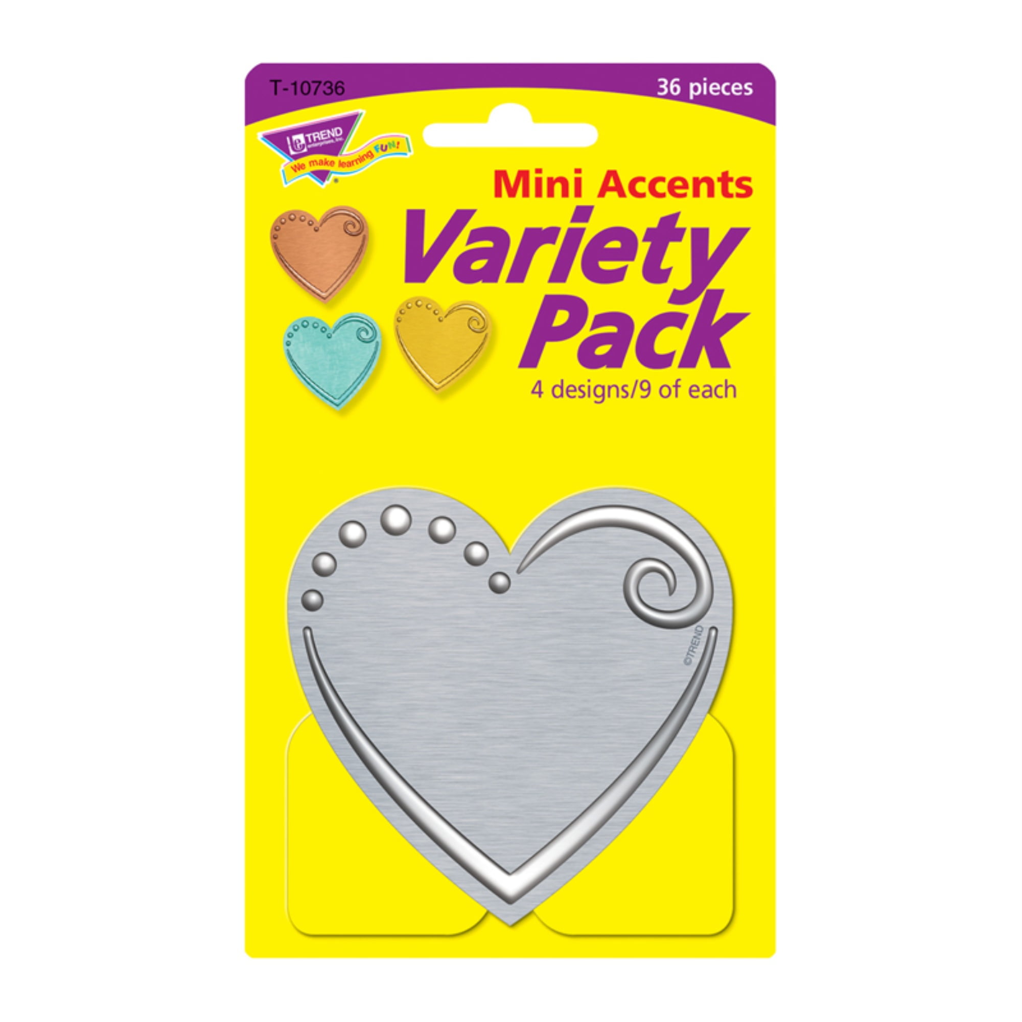 Metallic Hearts Mini Accents Variety Pack, 3" Tall, 36 Pieces