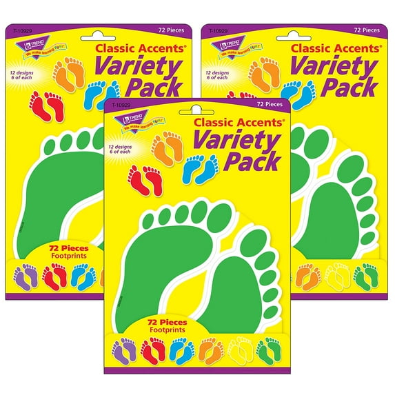 Trend Enterprises T-10929-3 Footprints Variety Pack Classic Accents - Pack of 3