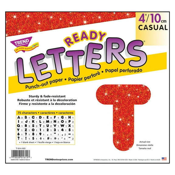 TREND Red Sparkle 4" Casual UC Ready Letters