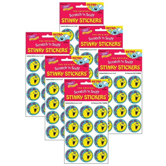 Trend Enterprises T-83606-6 Ex-Squeeze Me Lemon Juice Scented Stickers - 24 Count - Pack of 6