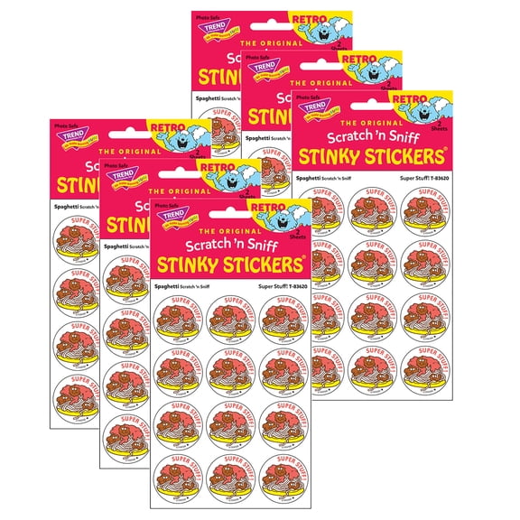Trend Enterprises T-83620-6 Super Stuff Spaghetti Scented Stickers - 24 Count - Pack of 6