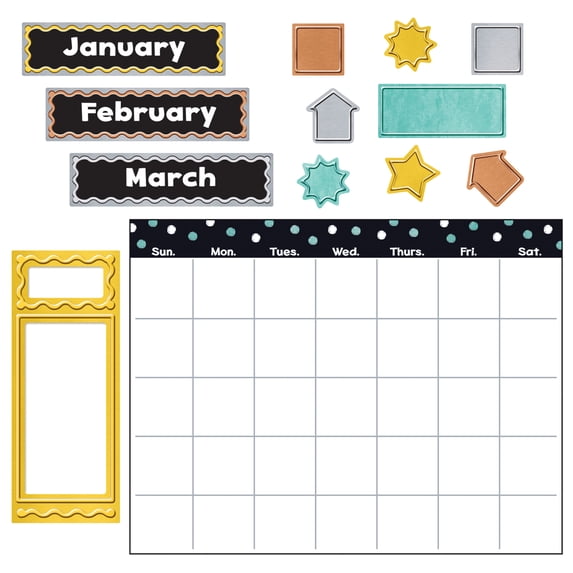 TREND I Metal Wipe-Off Calendar Bulletin Board Set