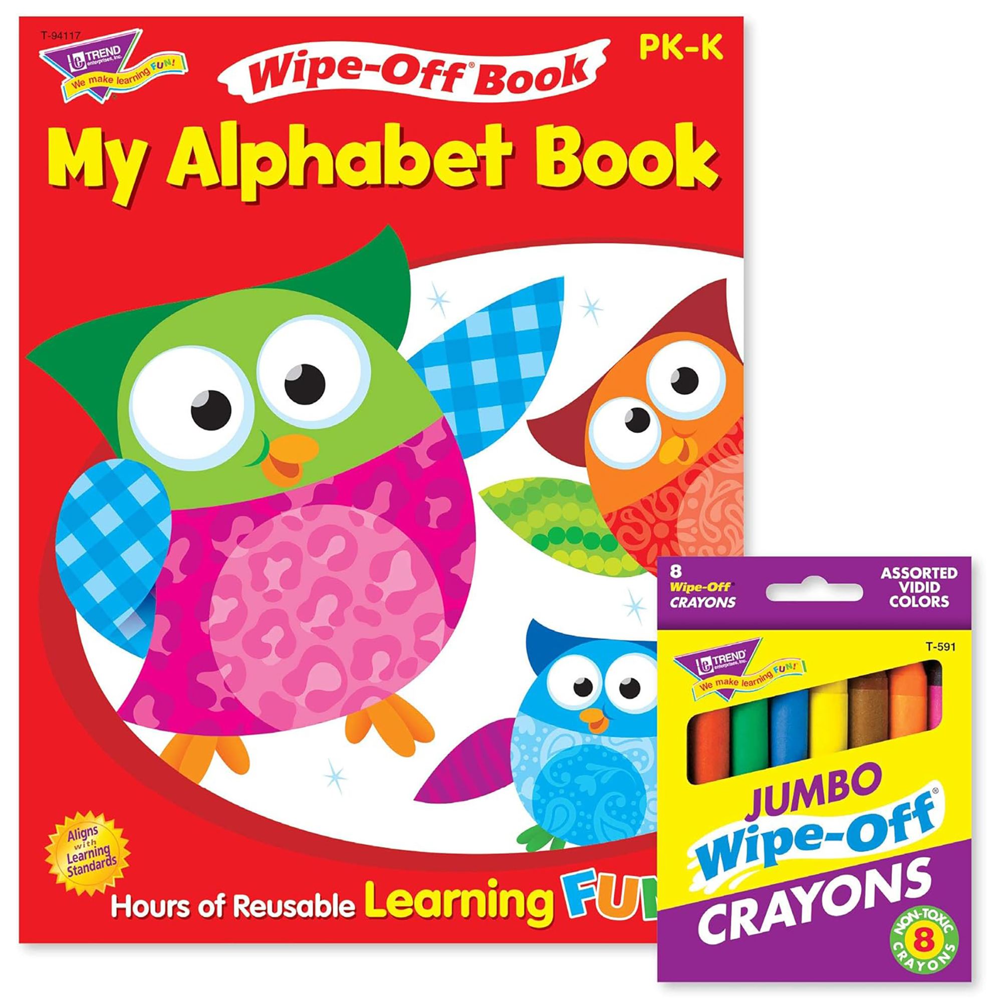 Trend Enterprises Alphabet Reusable Book & Crayons